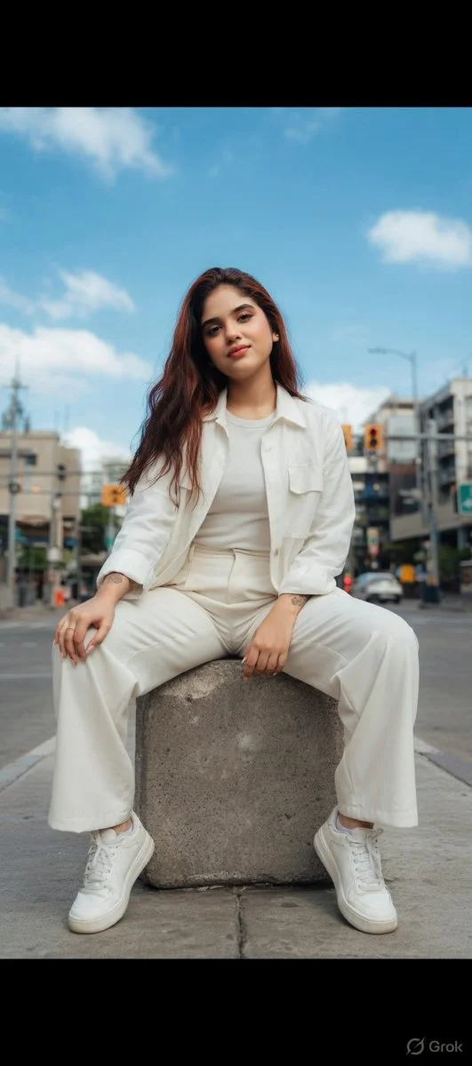 Empowered Elegance: Urban Fashion Meets Expansive Sky