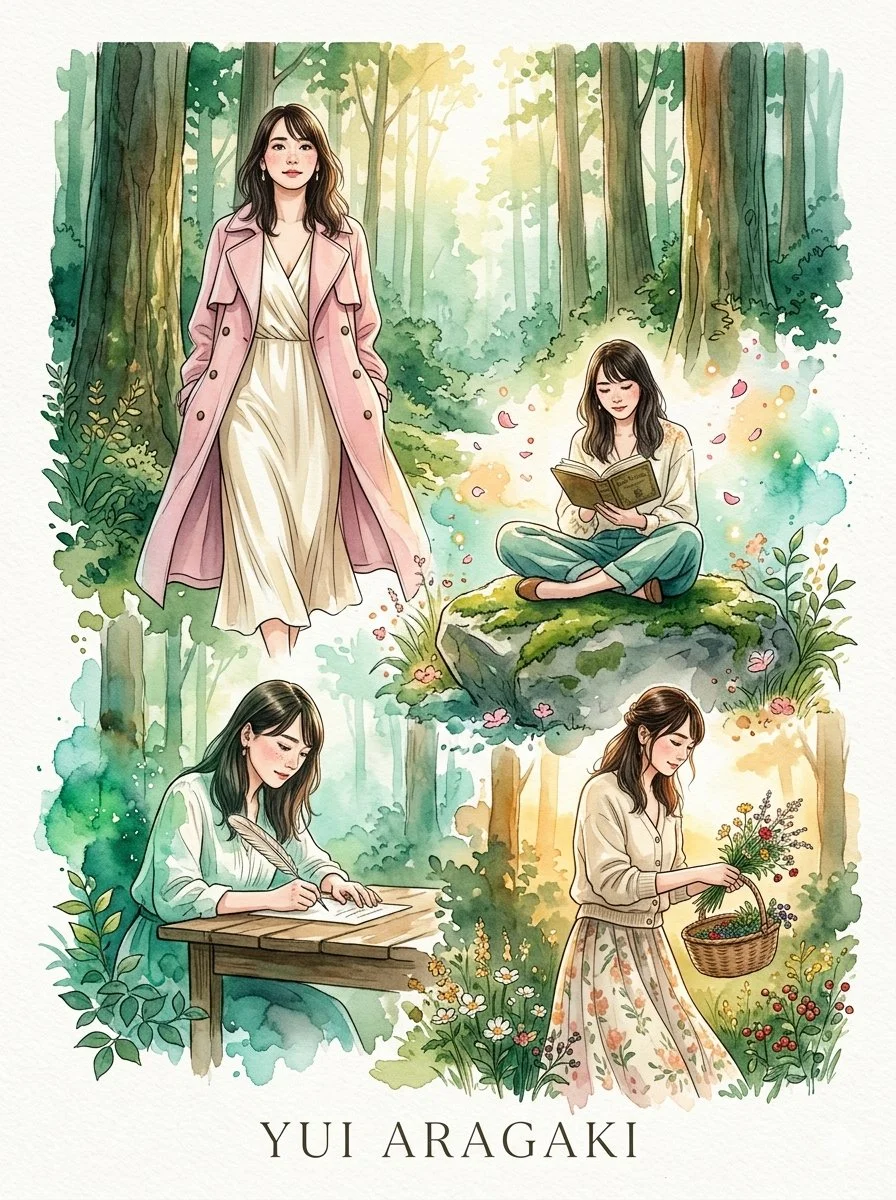 Enchanted Elegance: A Watercolor Tribute to Yui Aragaki