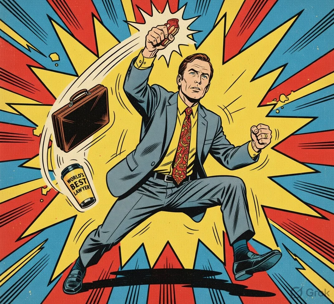 Energetic Superhero Pose in Classic Comic Art Style