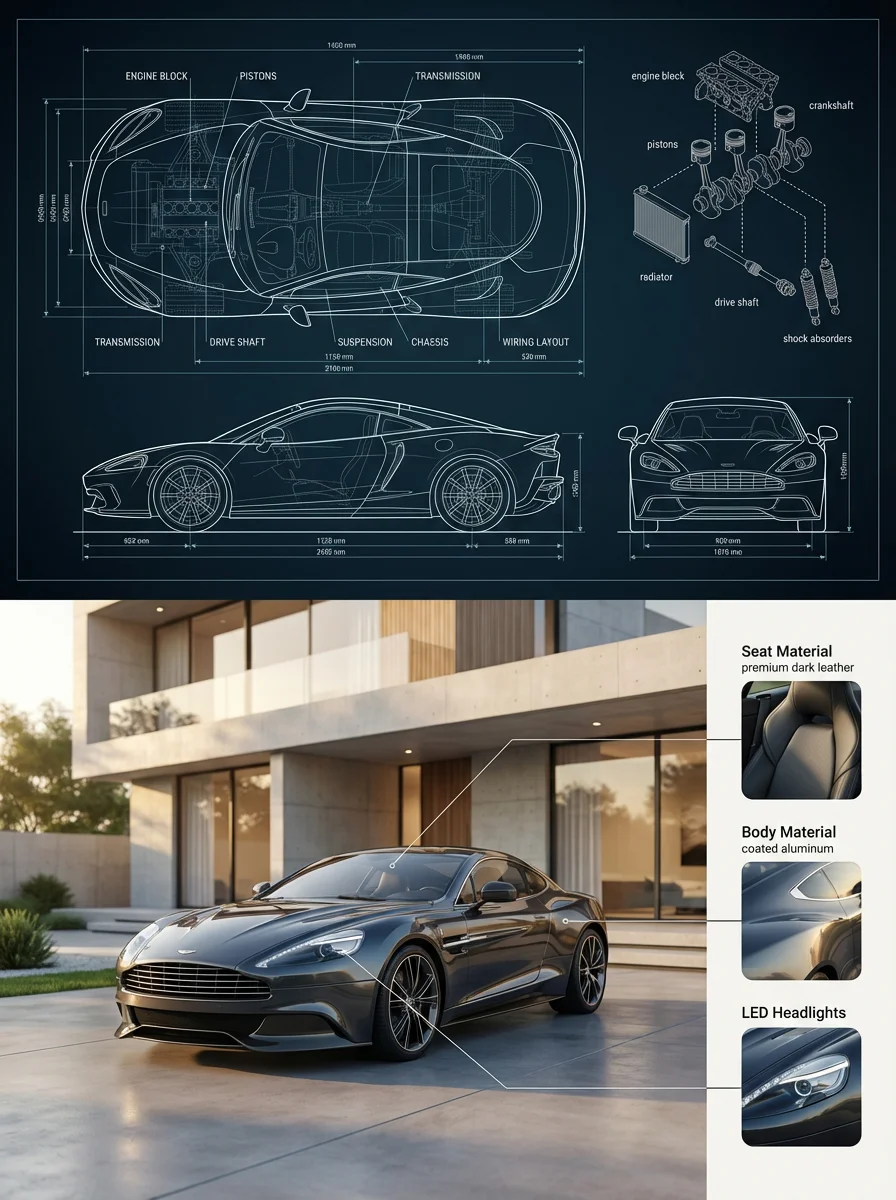 Engineering Precision Meets Luxury: Car Blueprint to Reality