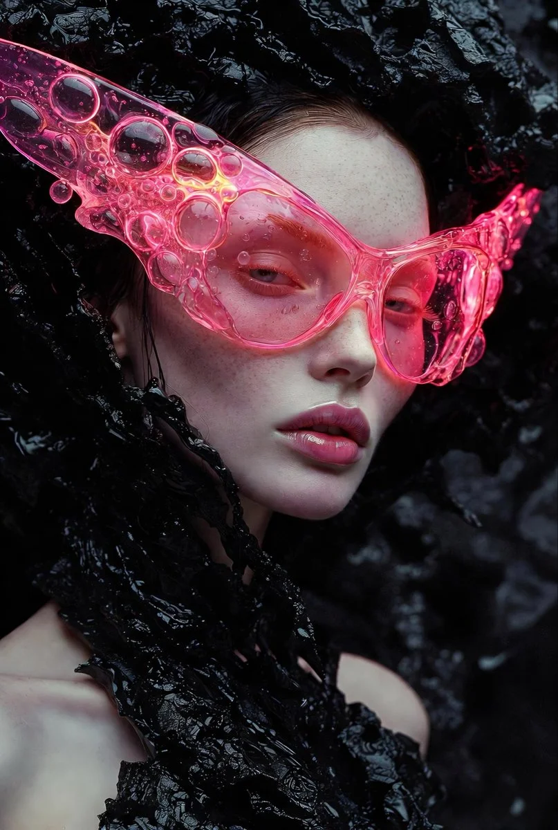 Enigmatic Elegance in Neon Light and Dark Fantasy Textures