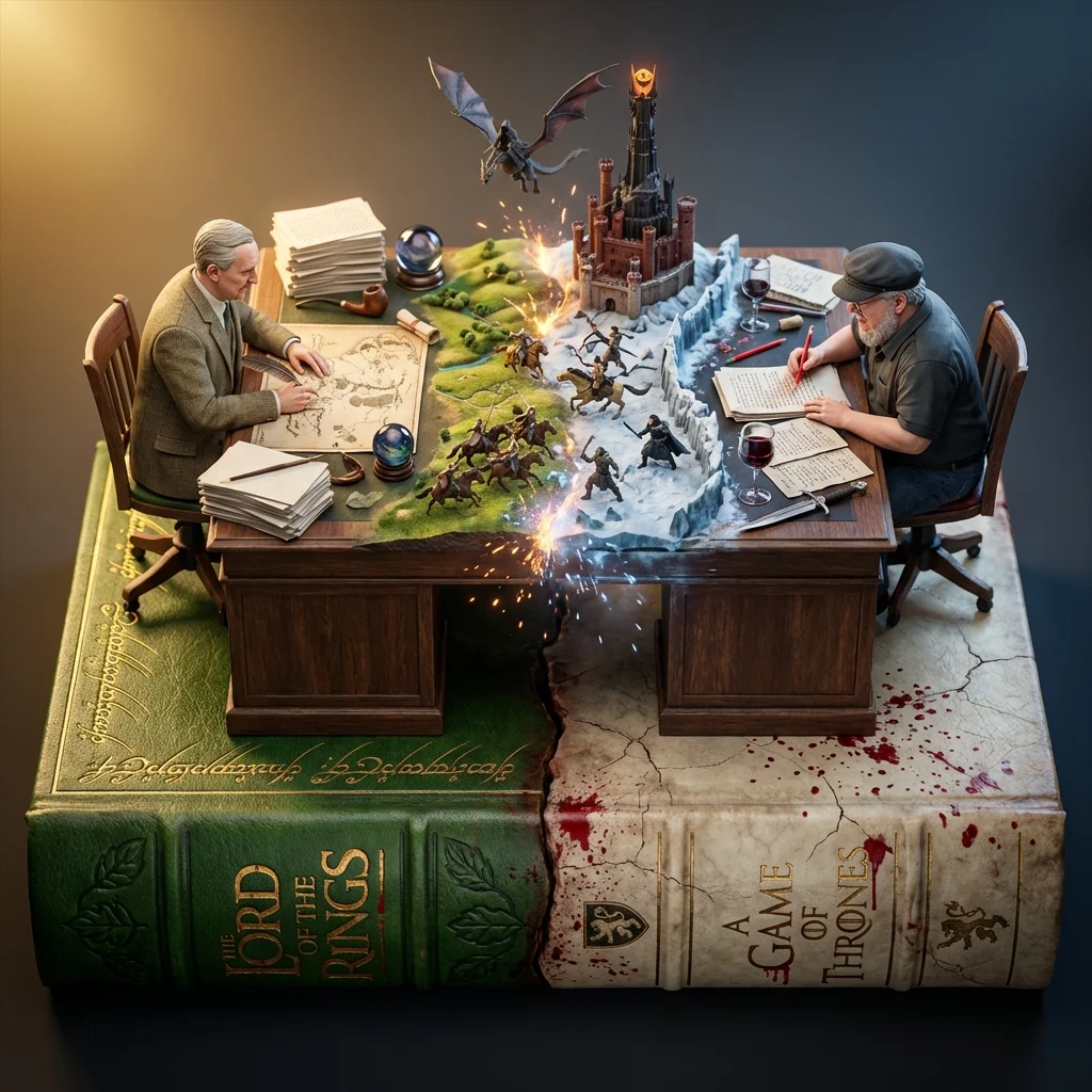 Epic Literary Clash: Authors in a Duel of Worlds