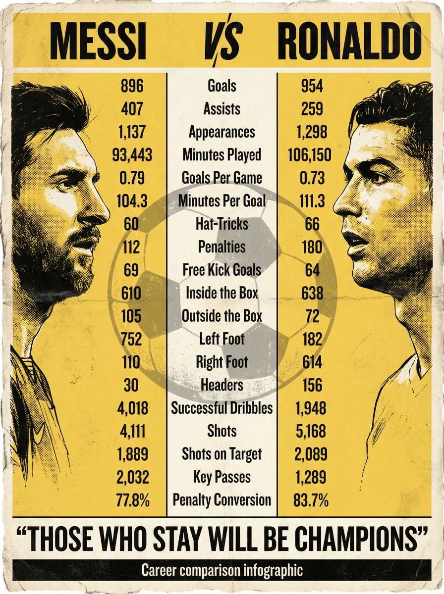 Epic Showdown: Messi vs Ronaldo Infographic