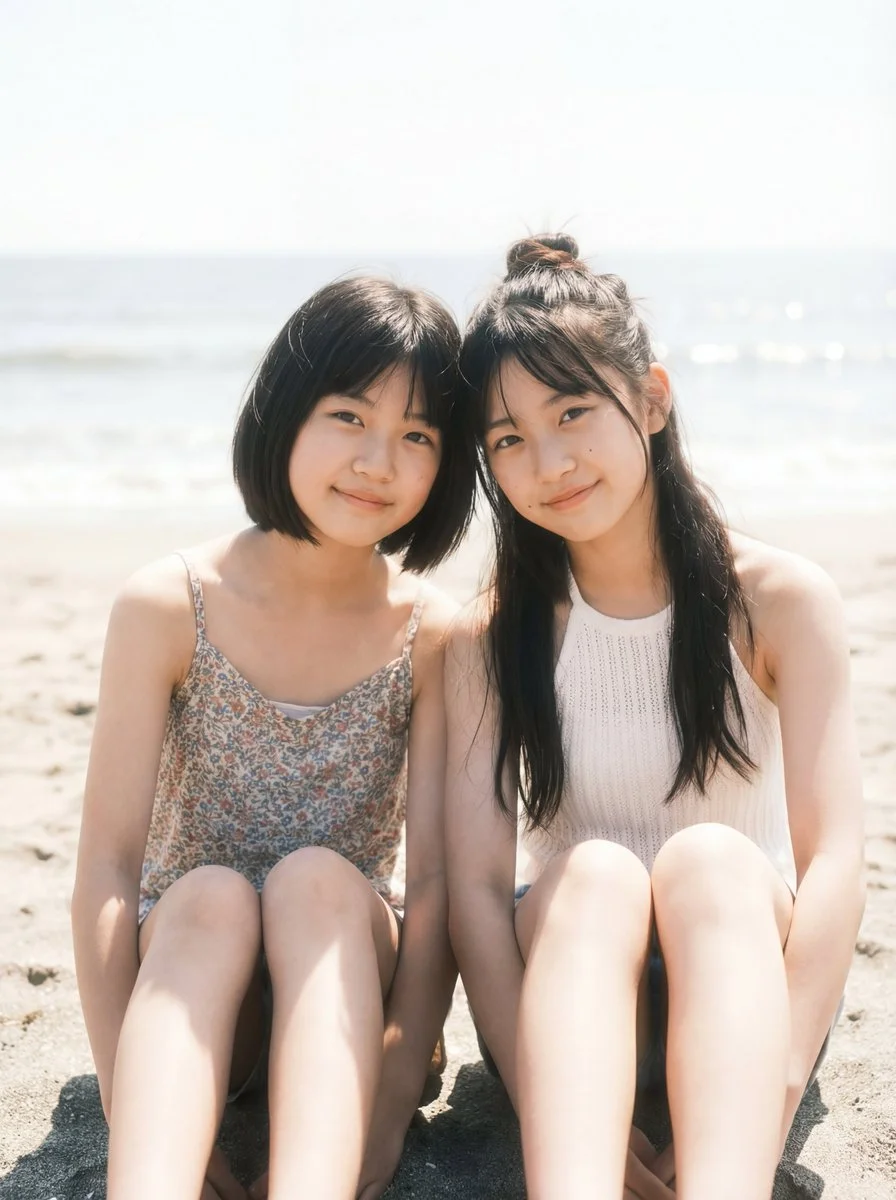 Ethereal Beach Bliss: A Japanese Film Dream