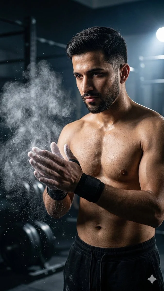 Ethereal Chalk Burst in Moody Gym Portrait