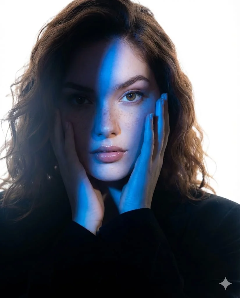 Ethereal Elegance: A Portrait in Electric Blue