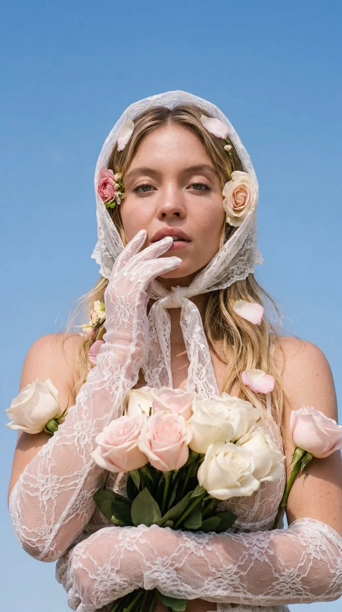 Ethereal Elegance: Outdoor Portrait with Lace and Roses