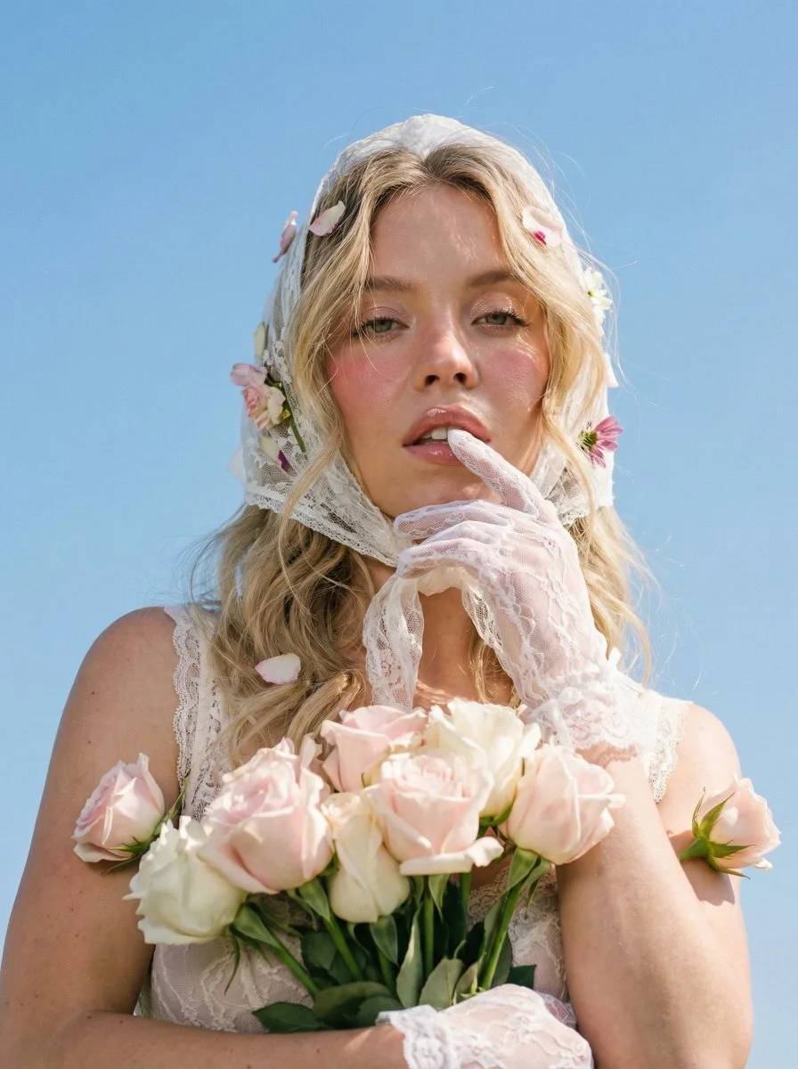 Ethereal Elegance: Sydney Sweeney in Lace and Roses