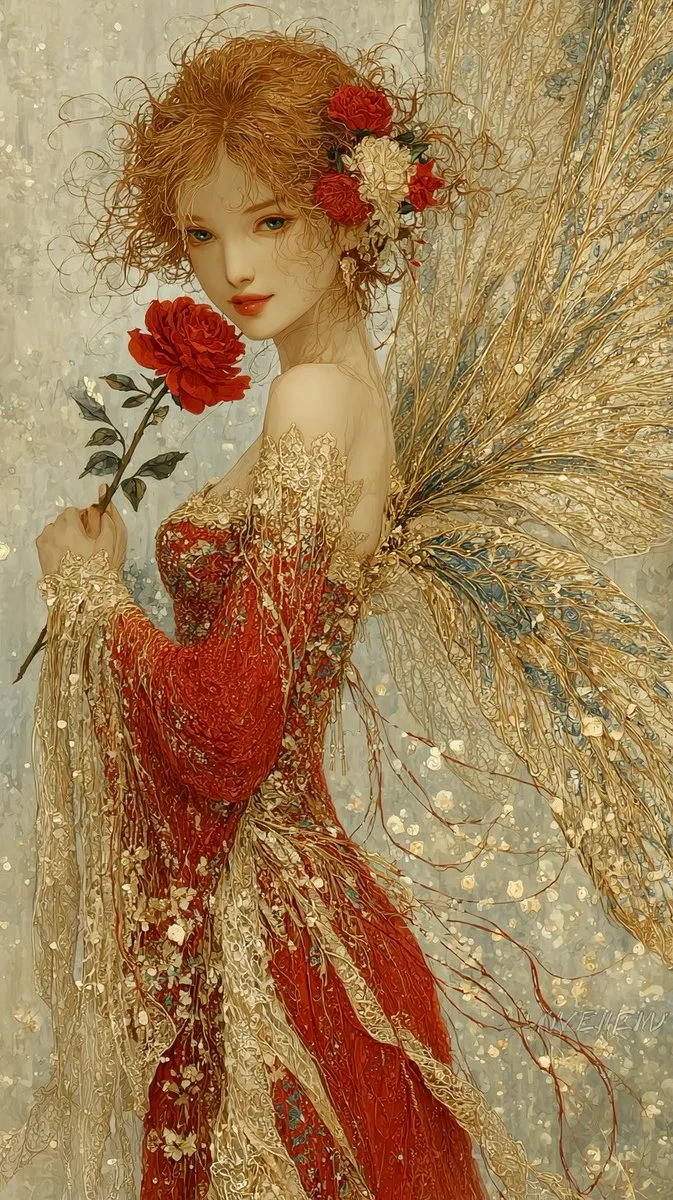 Ethereal Elegance: The Fairy in Red