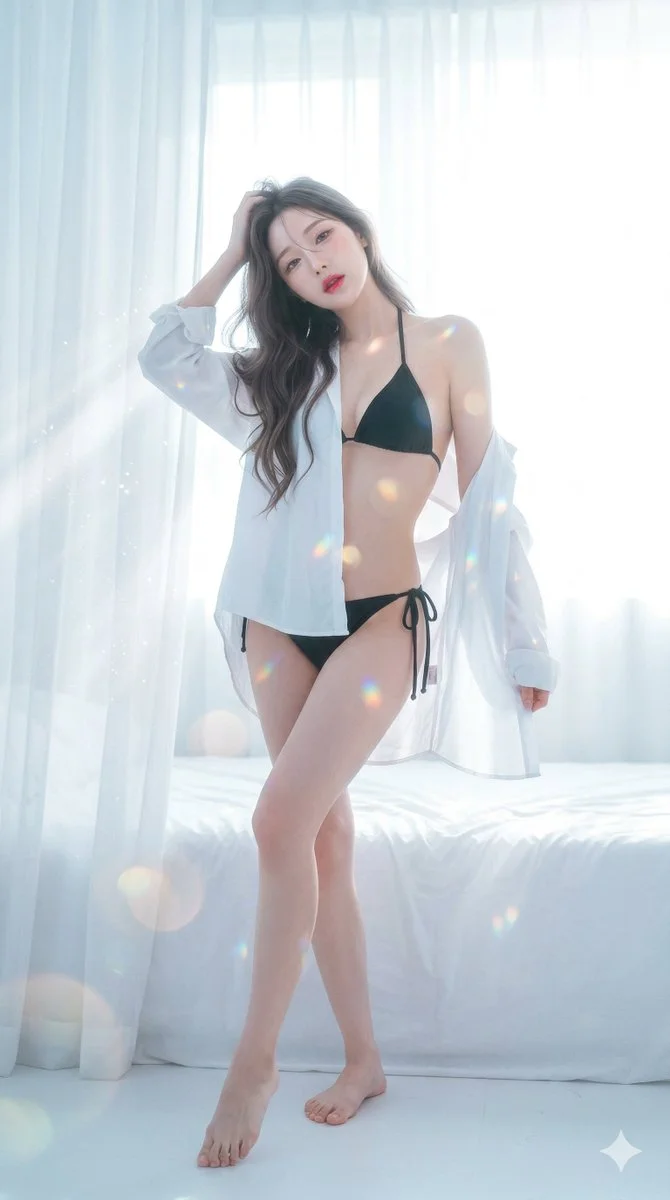 Ethereal K-Pop Idol Portrait with Dreamlike Glow and Prismatic Light