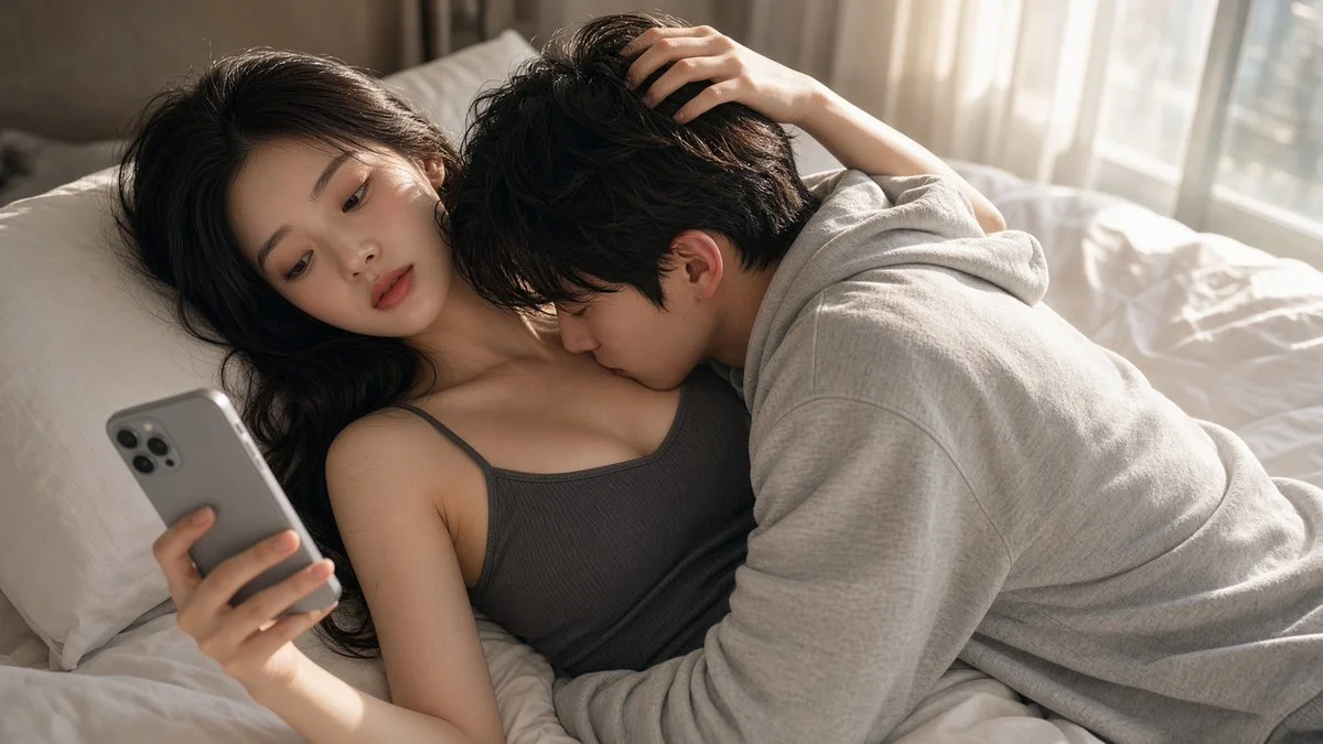 Ethereal Korean Celebrity Couple Share Tender Morning Embrace