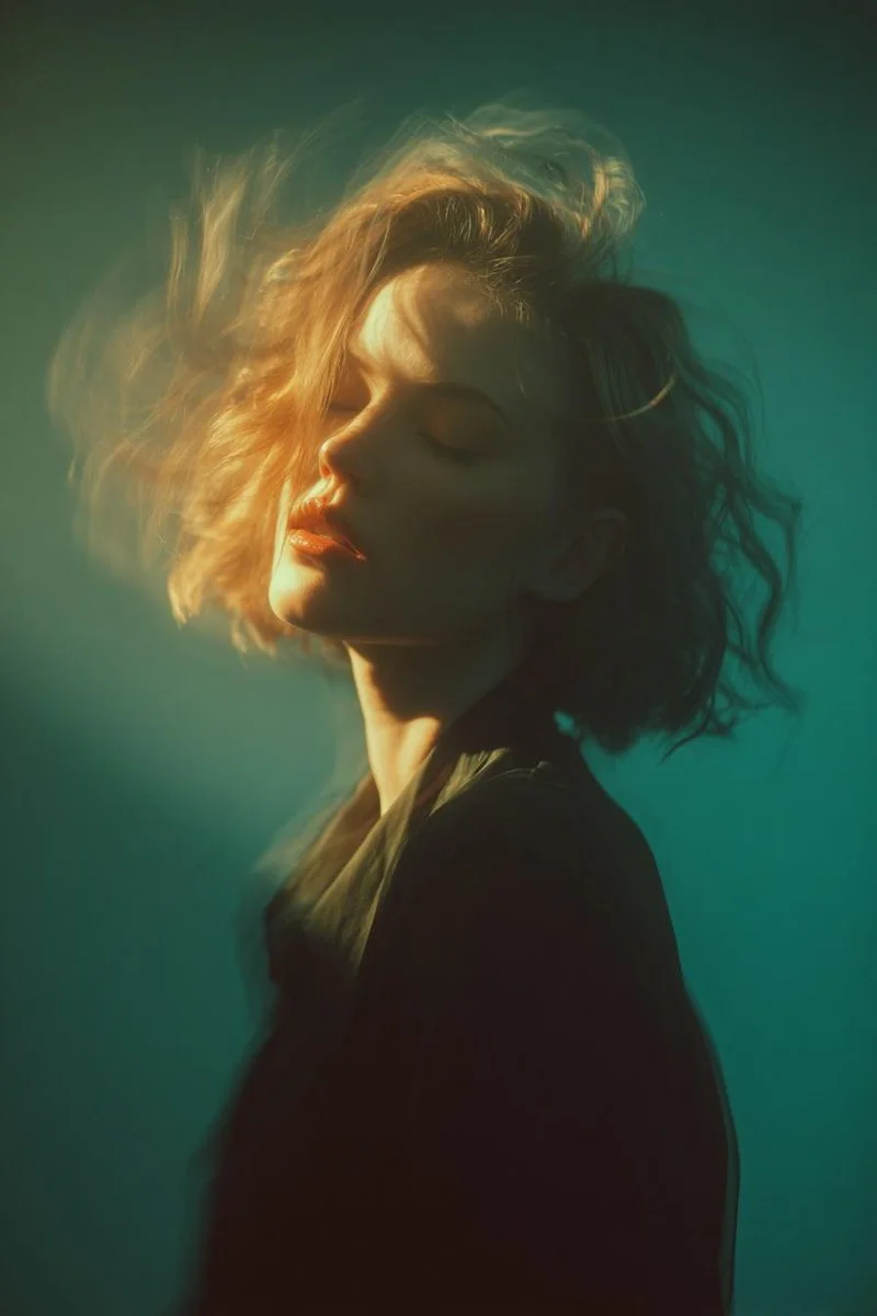 Ethereal Motion in Golden Teal