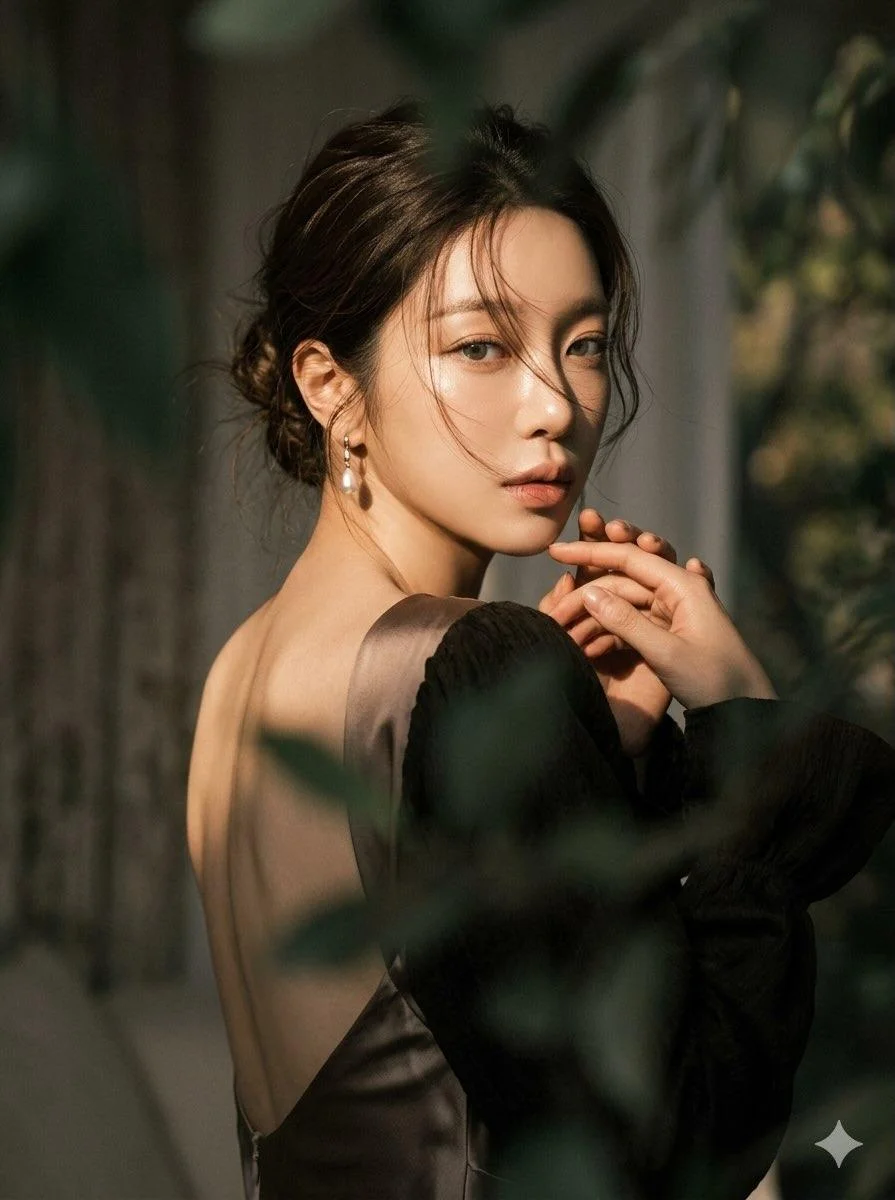 Ethereal Over-the-Shoulder Portrait in Golden Hour Light