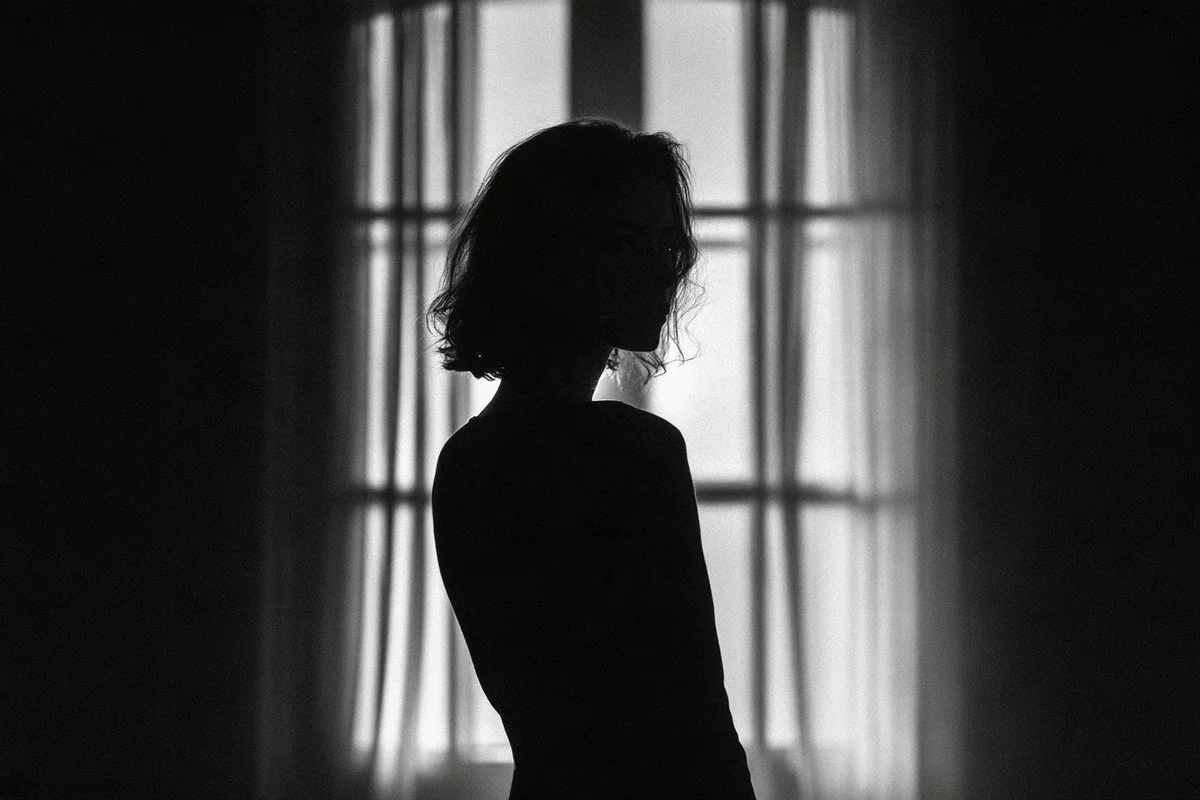 Ethereal Silhouette Emerges from Deep Shadows in Monochrome Reverie