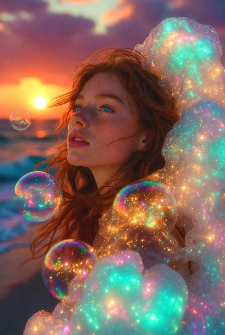 Ethereal Sunset on a Magical Beach