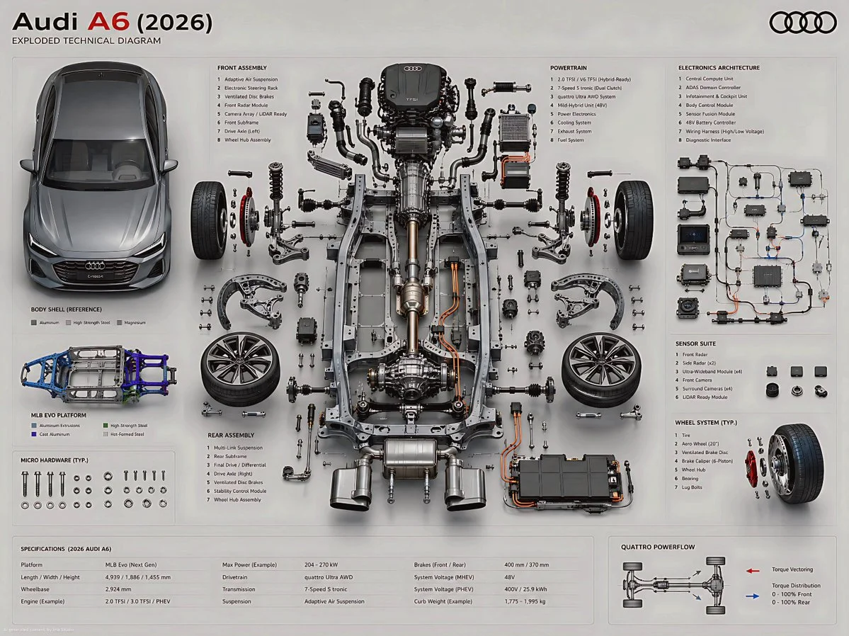 Exploded Technical Diagram of 2026 Audi A6