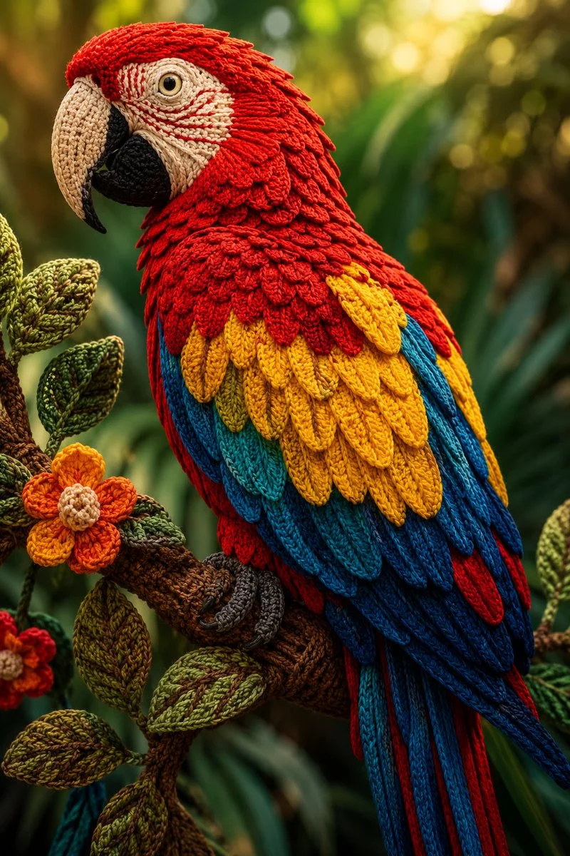 Explore Vibrant Fiber Art: Knitted Masterpieces of Birds