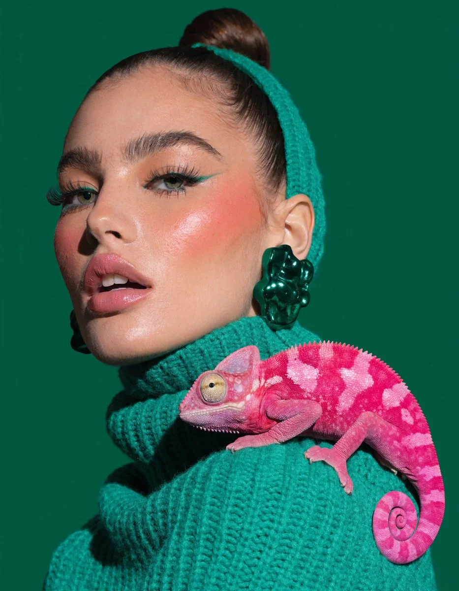 Exploring Color Dynamics in Minimalist Studio Portraiture