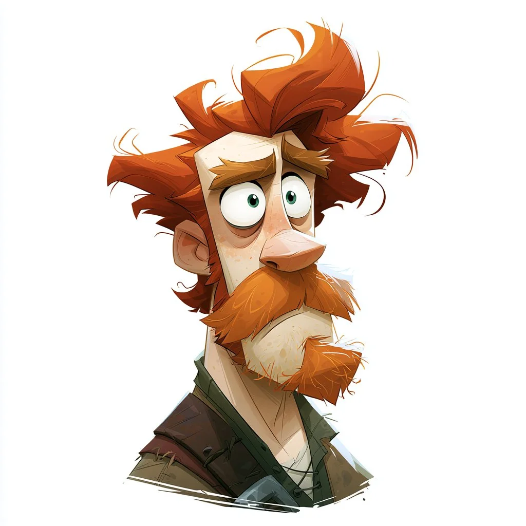 Expressive cartoon figure with strong silhouette and painterly style
