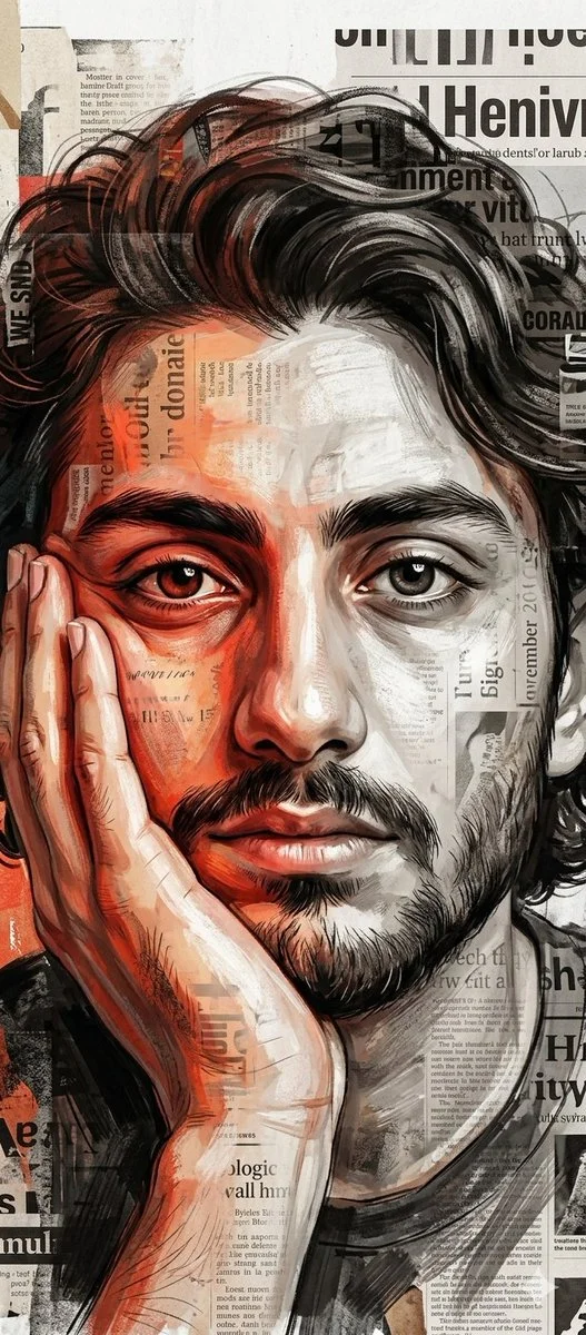 Expressive Portrait Merging Realism and Vintage Typography