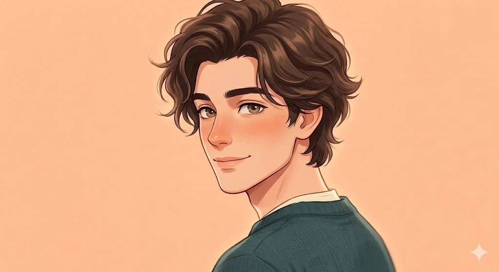 Expressive Semi-Realistic Portrait of a Young Man