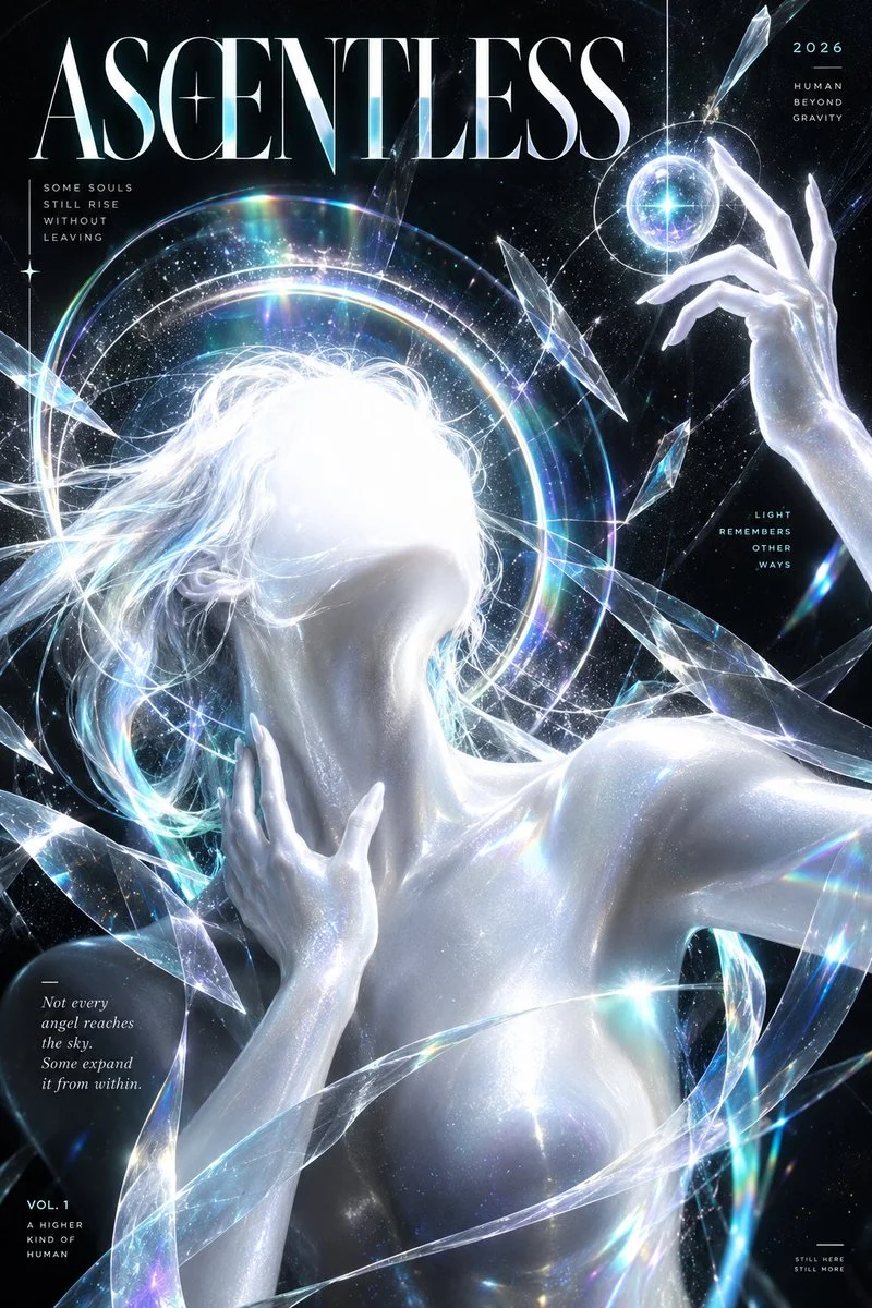 Faceless Figure Reaches Toward Floating Orb in Cosmic Space