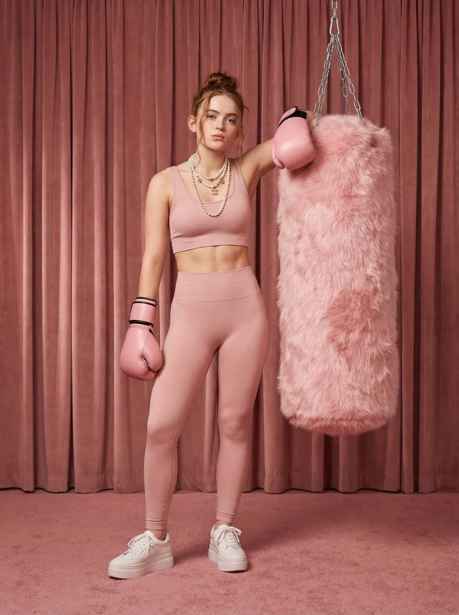 Feminine Strength: Pink Boxing Elegance in Ultra Photorealism