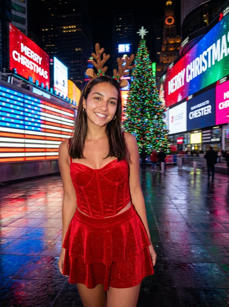 Festive Glamour in Times Square