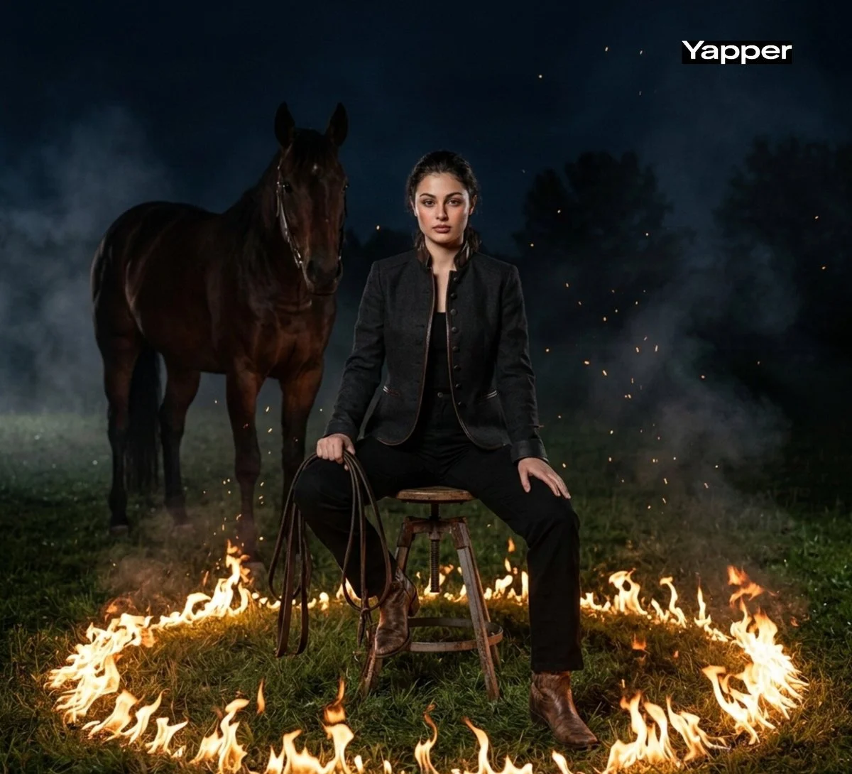 Flames of Confidence: Western Elegance in the Night