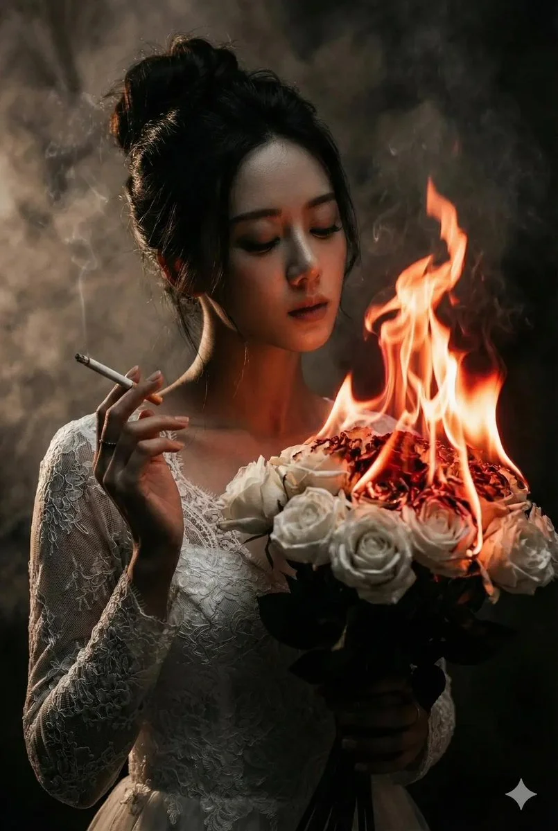 Flames of Elegance: A Gothic Bridal Portrait