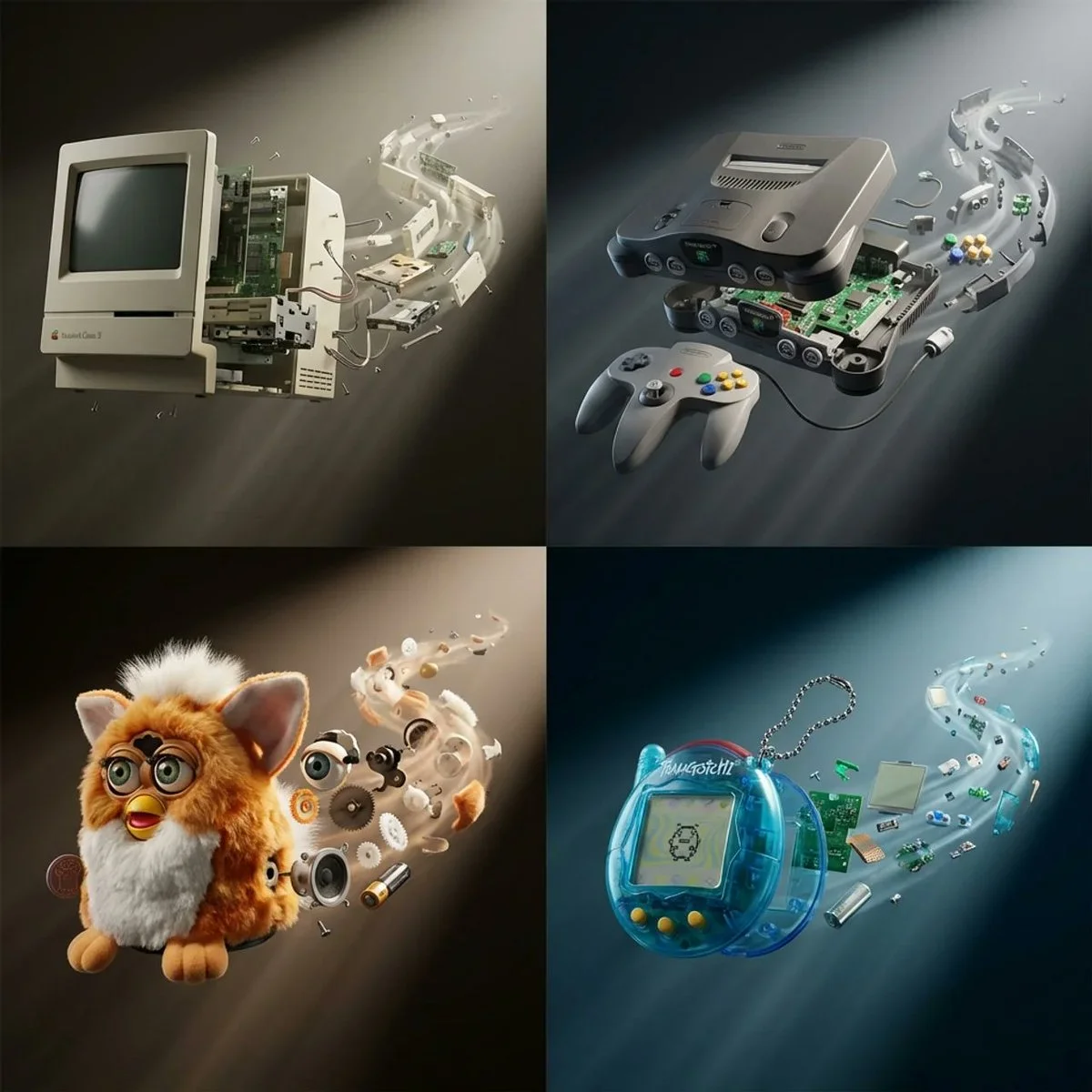 Floating Anatomy of 1990s Tech Icons in Zero Gravity