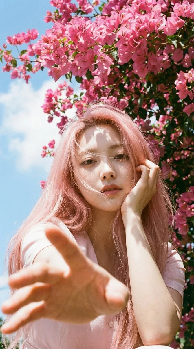 Floral Fusion: Pink Hair Blossoms Into Spring