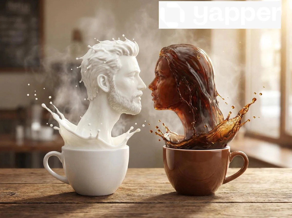 Fluid Portraits: Perfect Faces in Coffee and Milk Splashes