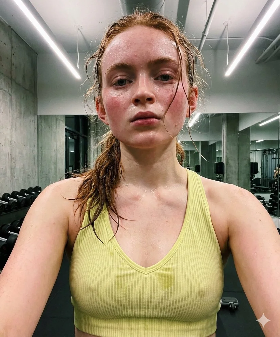 Focused Post-Workout Selfie with Intense Sweat and Determination