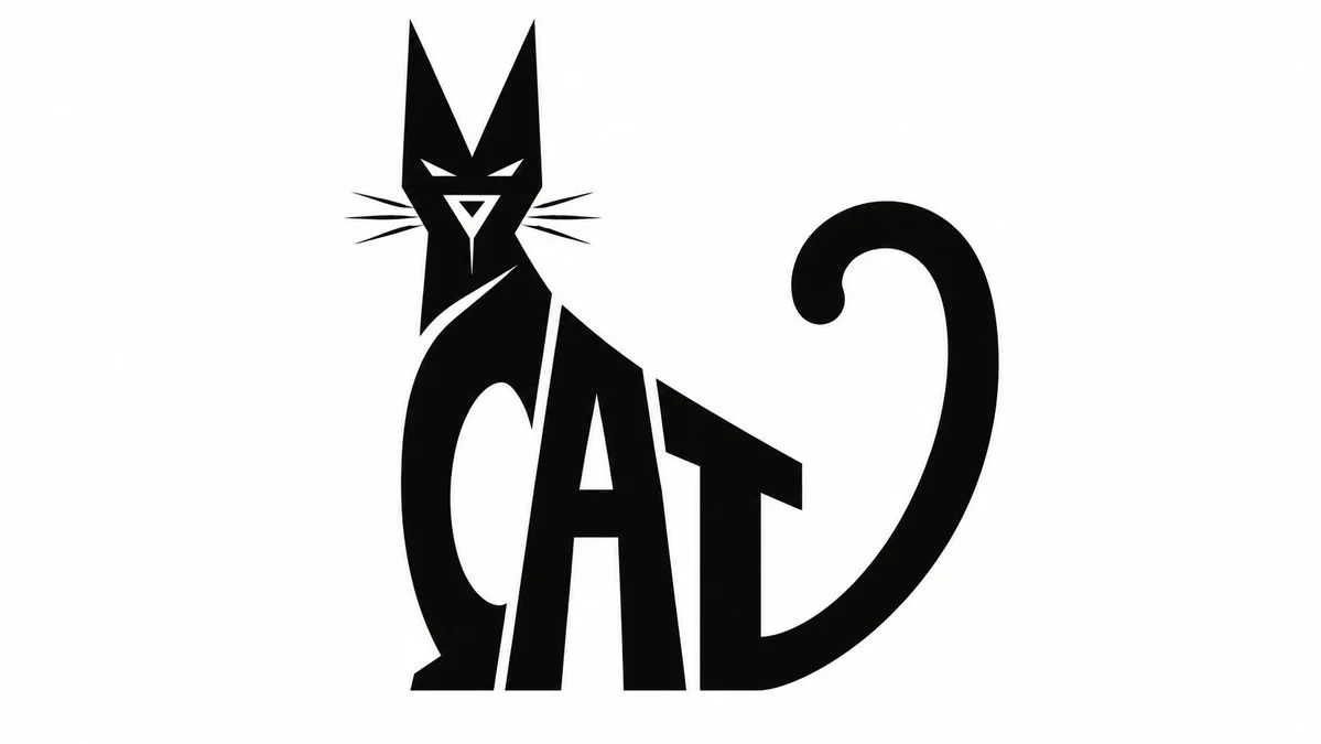Four Animal Silhouettes Formed by Overlapping Letters in Bold Ink