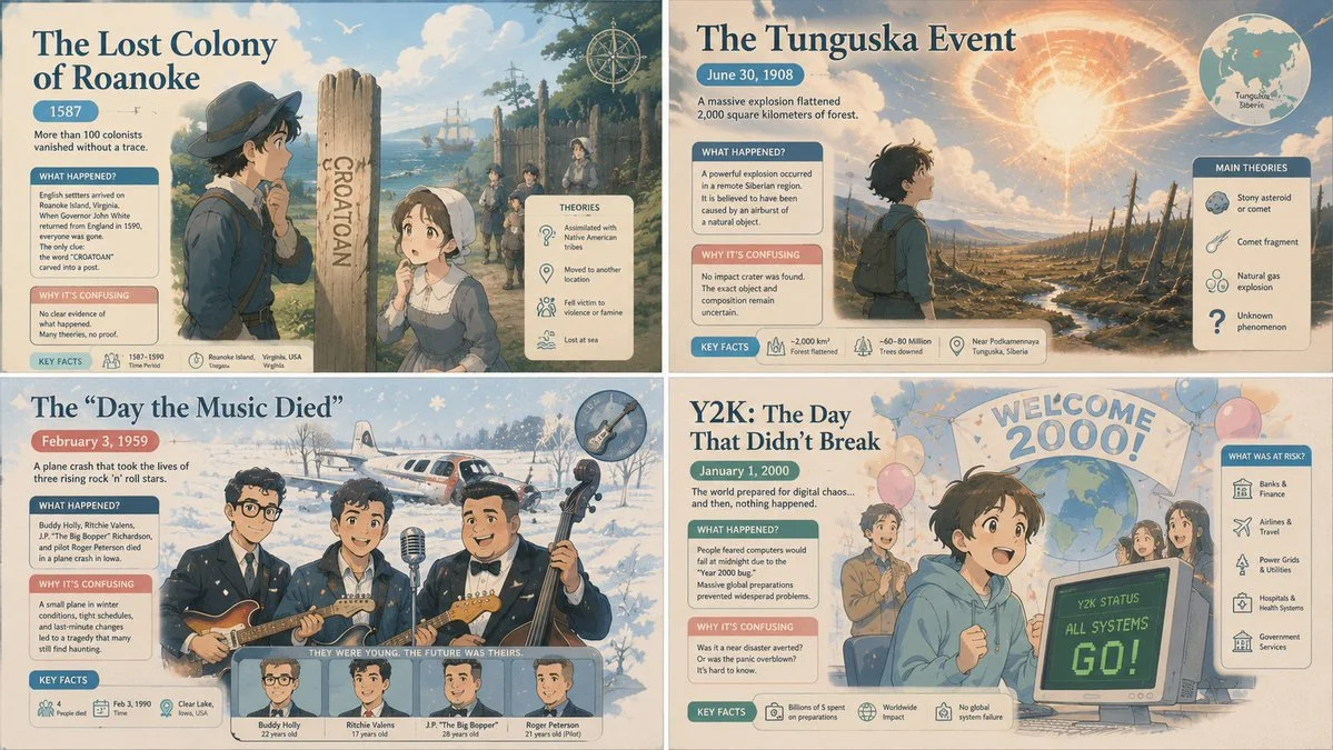 Four confusing days in history as pastel anime poster