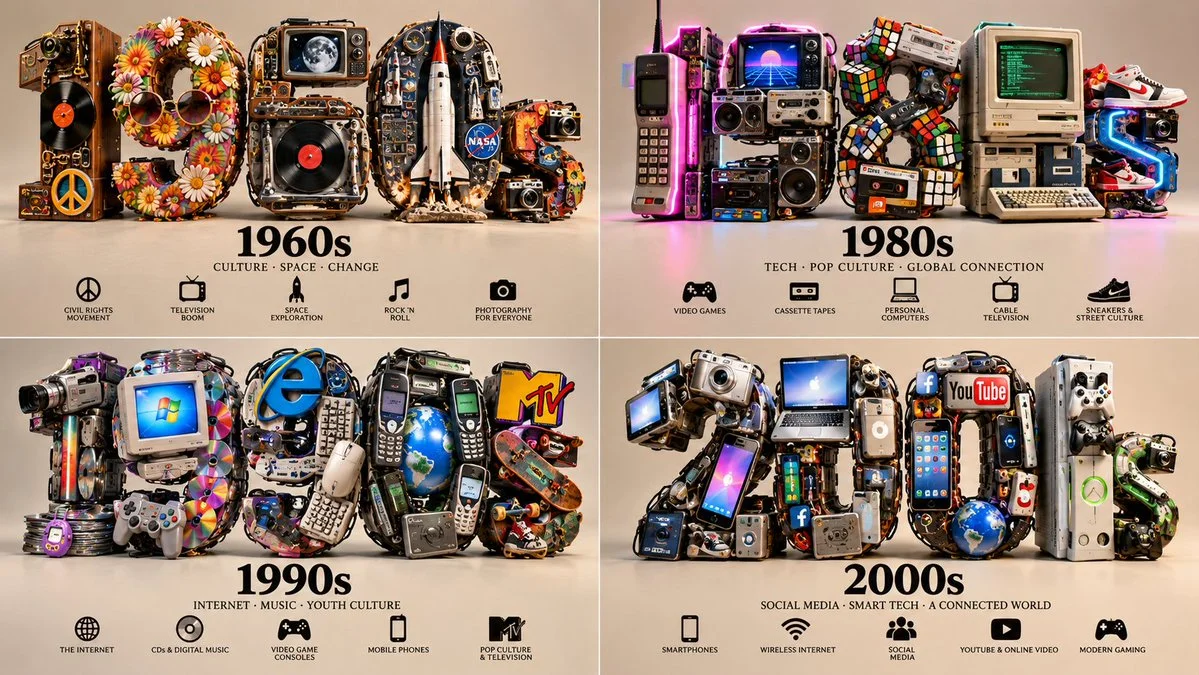 Four Decades of Iconic Inventions as 3D Typographic Sculptures