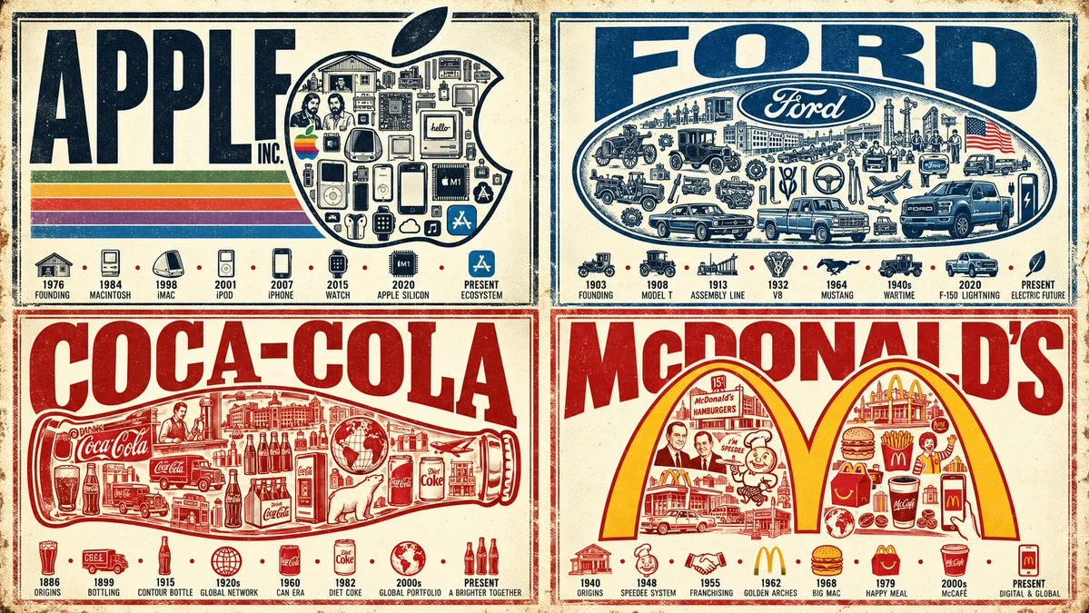 Four Fortune 500 Logos Rebuilt as Vintage Screenprint Collages