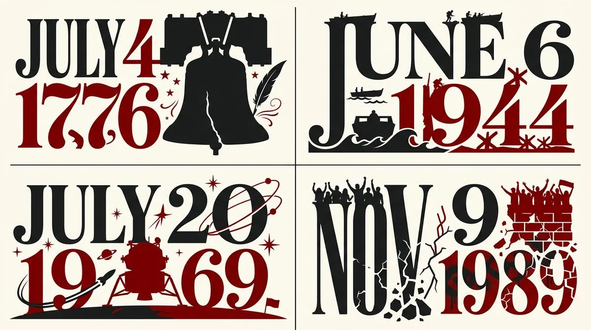 Four Historic Days Fused into Bold Typographic Silhouettes