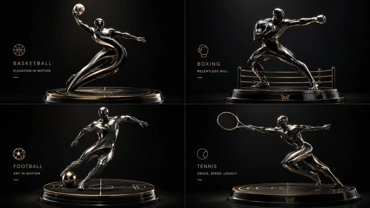 Four sculptural icons reimagined as automotive-finish luxury forms