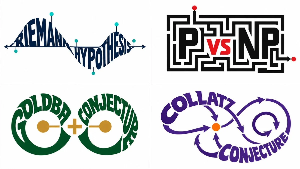Four Unsolved Math Problems Form Elegant Typographic Calligram Shapes