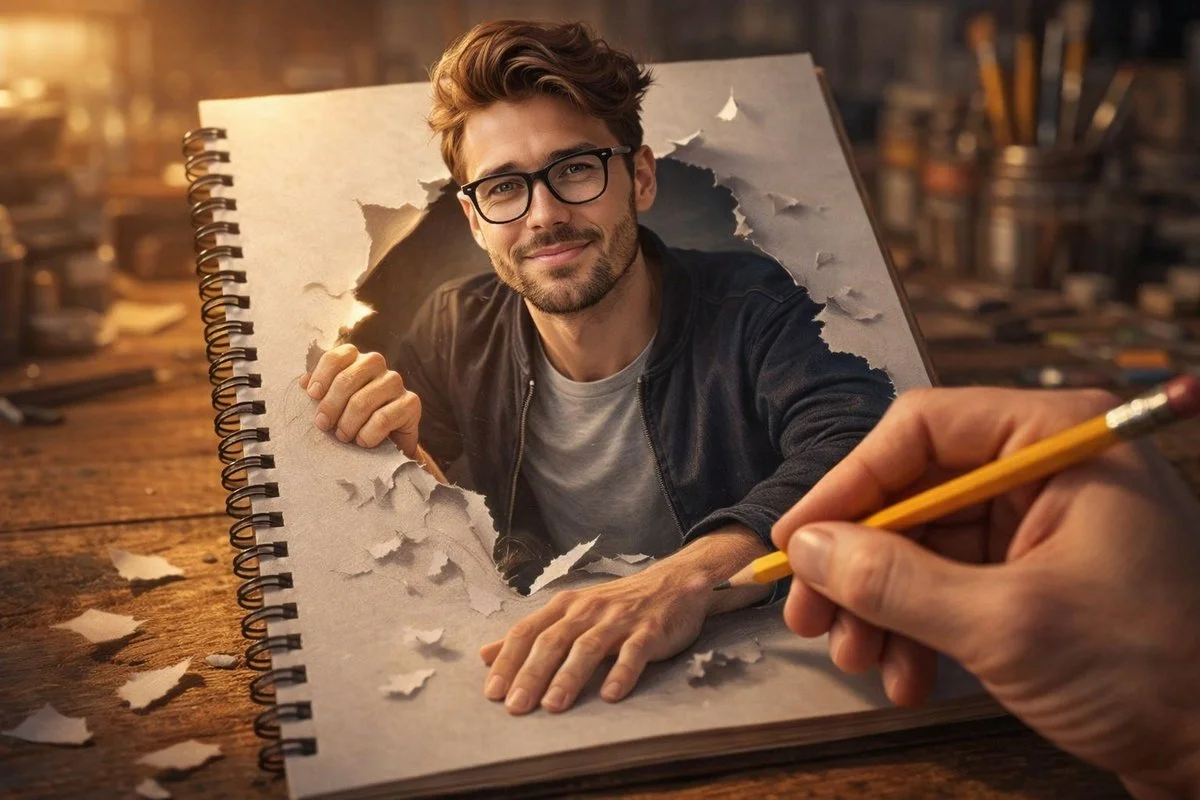 From Sketch to Reality: A Portrait's Journey