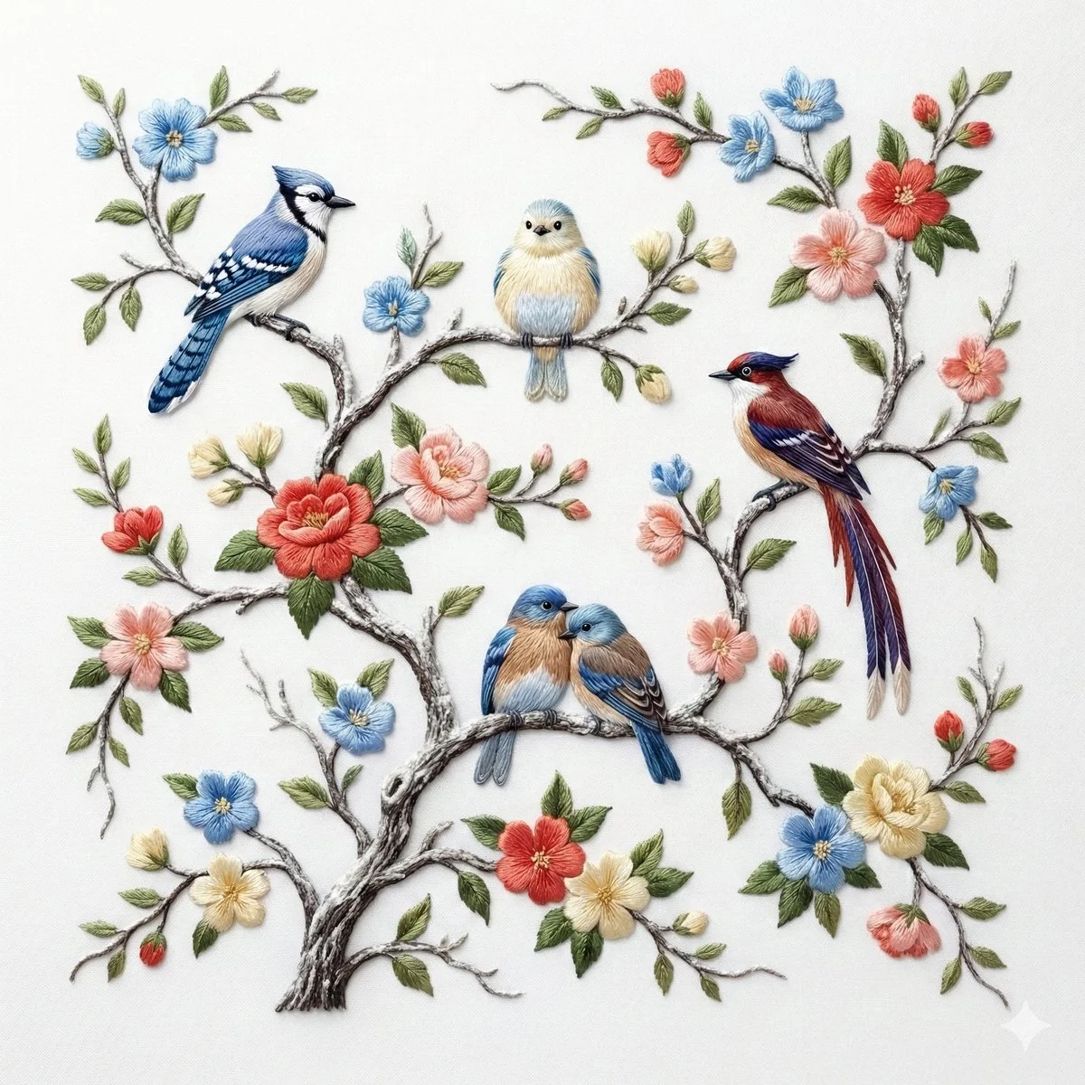 Frosted Elegance: A Silk Embroidery Symphony