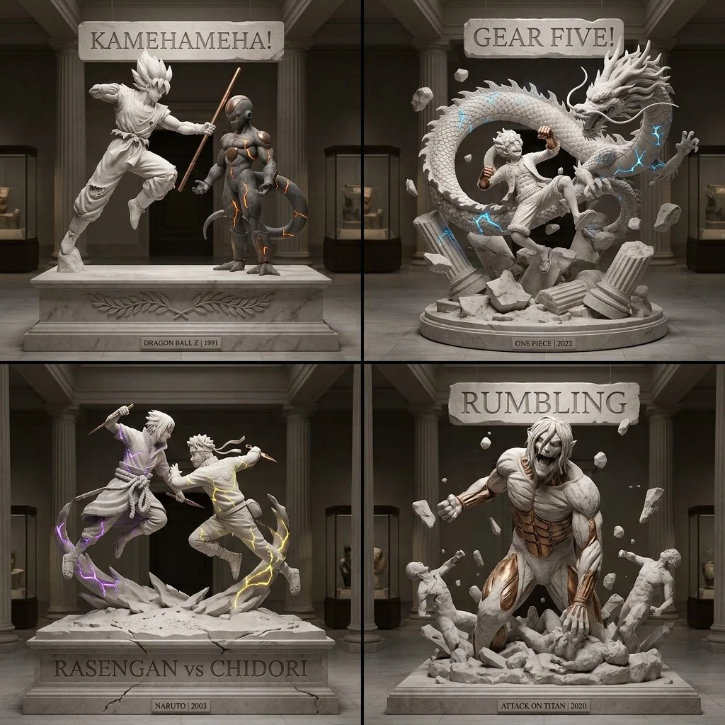 Frozen in Marble: Heroes vs Villains in Iconic Battle