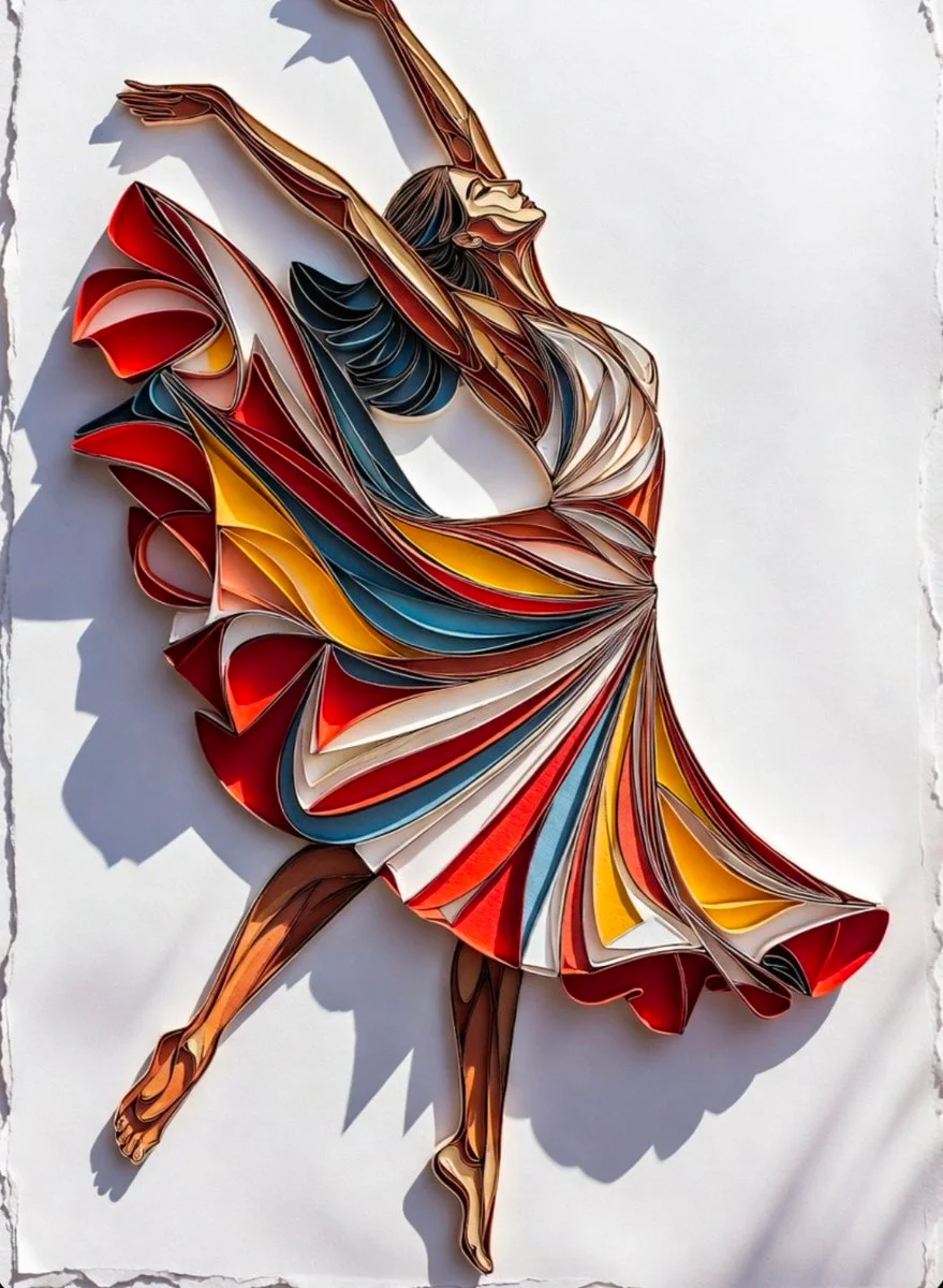 Frozen paper motion captures a dancer's expressive form and texture