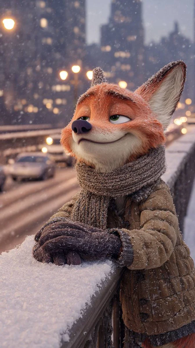 Furry Winter Wonder: A Fox's City Retreat