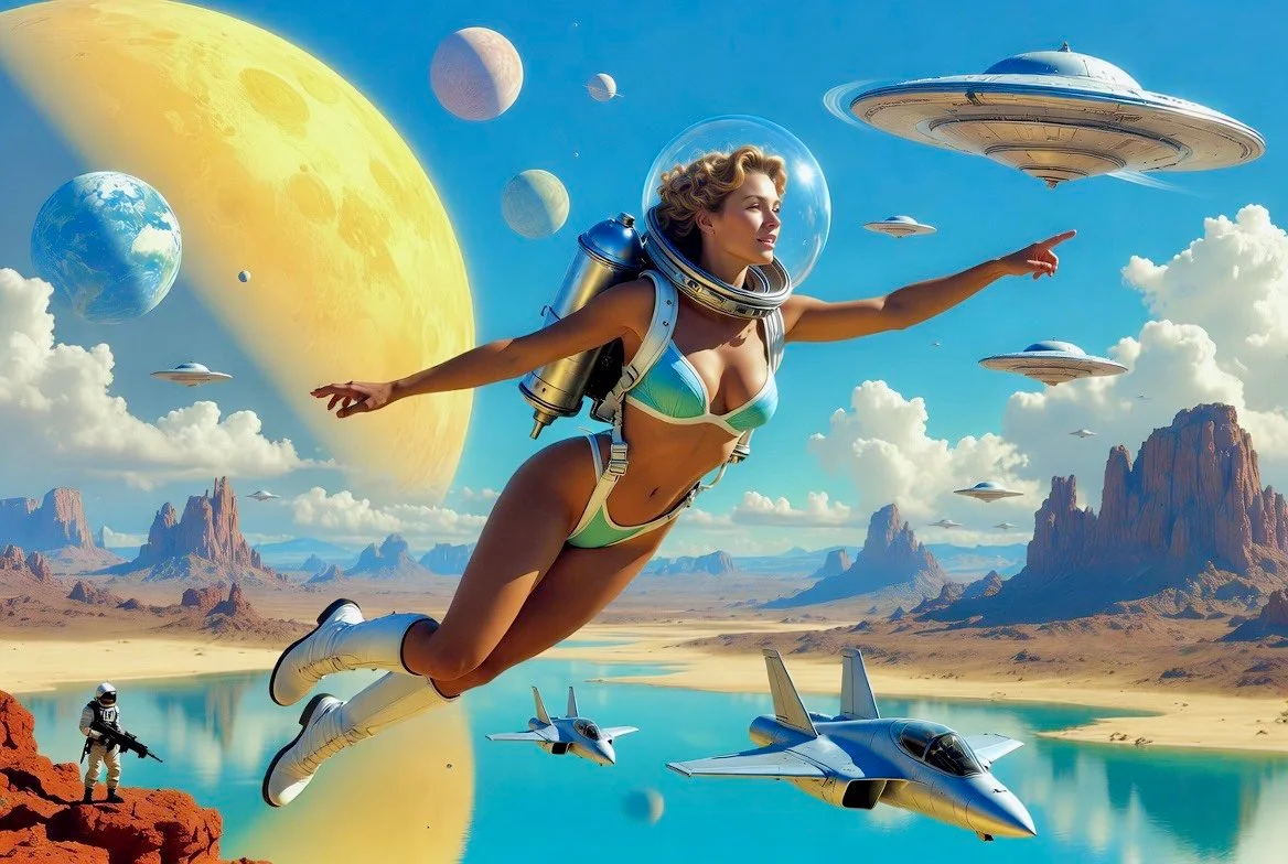 Futuristic Flight Above Extraterrestrial Landscape