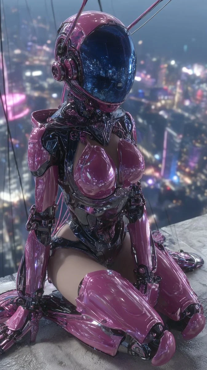 Futuristic Lobster Warrior on a Skyscraper