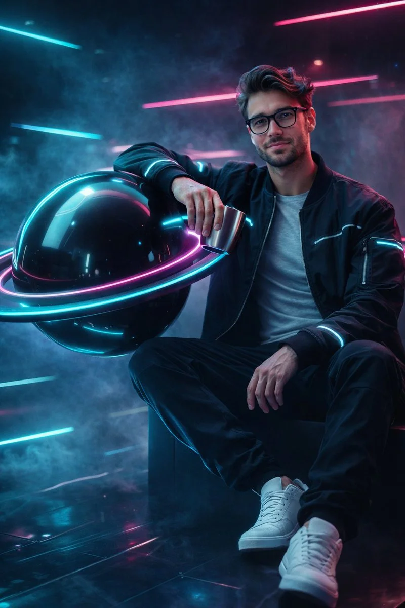 Futuristic Mood and Style in Neon-Lit Shadows