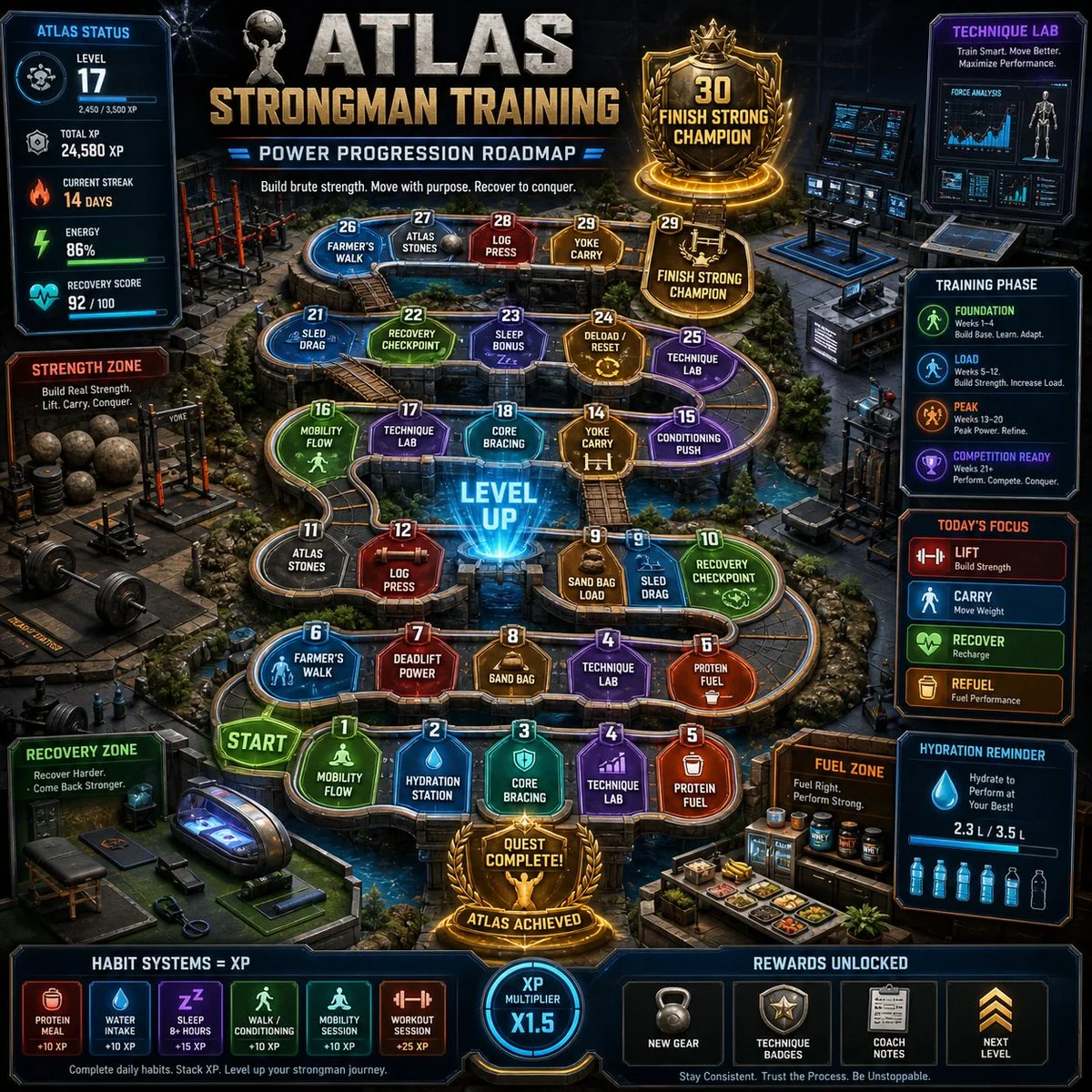 Gamified Atlas Strongman Training Interface